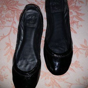 Tory Burch Eddie Ballet Flats in Black Patent 7